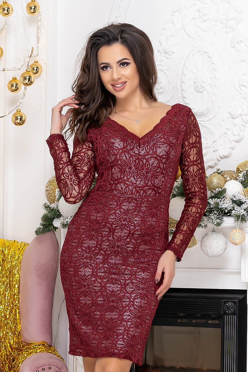 Коктейльна Сукня “Elegant Burgundy” 9213 Бордова