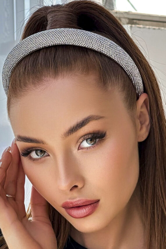 Сріблястий Обруч "Сяйво Страз" Біжутерія 23520