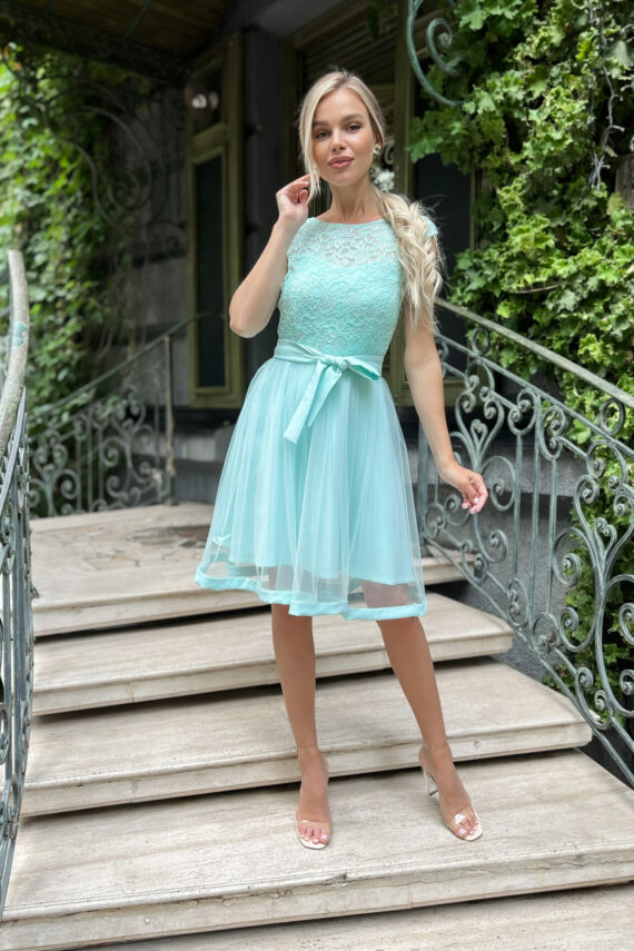 Коктейльна Сукня Elegant Lace 9128 М'ятна