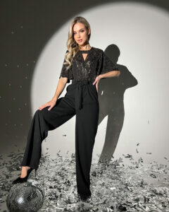 Комбінезон Ошатний Паєтка 9224 Чорний Золото