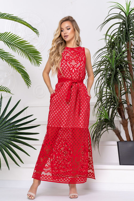 Літня Сукня Льон Органза 20091 Червона