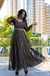 Вечірня Сукня Сітка Люрекс 9147 Золота