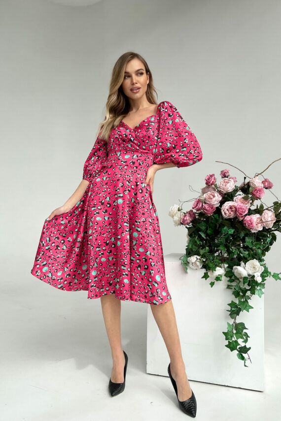 Літня сукня Атлас Шовк 22023 Малинова