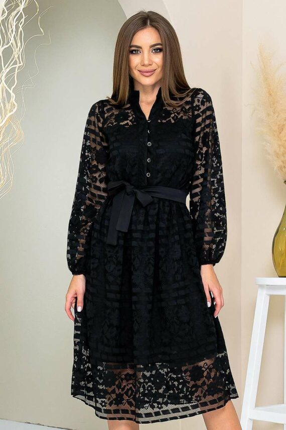 Літня Сукня Ажурний Гіпюр 21124 Чорна