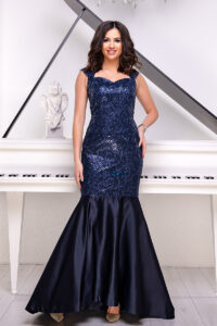 Вечірня Сукня Вишивка Паєтка 9014 Синя