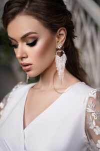 Сережки Біжутерія Водоспад Серце 23502 Золотисті