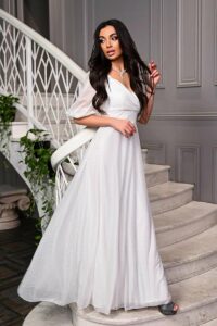 Вечірня сукня мушки блиск 22025 Молочна