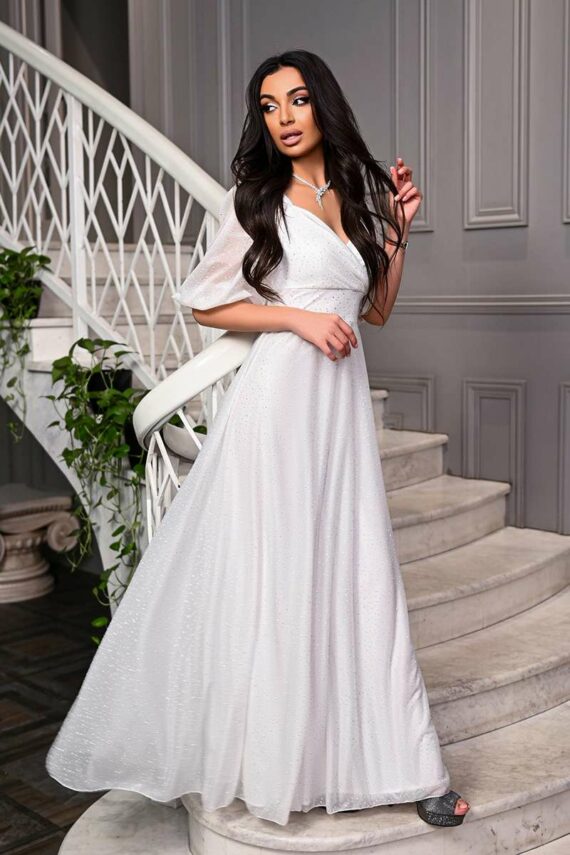 Вечірня сукня мушки блиск 22025 Молочна