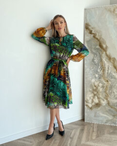 Літня Сукня Шифон Принт 22015 Жовта