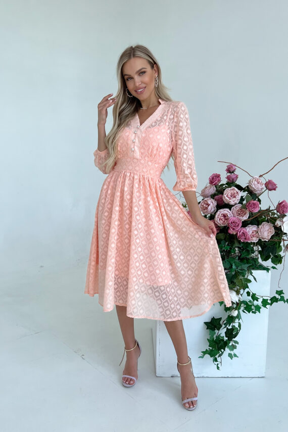 Коктейльна Сукня "Elegant Charm" 22024 Персикова