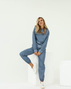 Спортивний костюм Еко Шкіра D2196 Блакитний