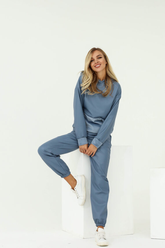 Спортивний костюм Еко Шкіра D2196 Блакитний