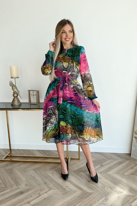 Літня Сукня Шифон Принт 22015 Рожева