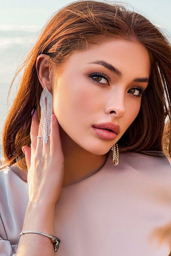 Сережки "Блискучий Водоспад Страз" 23511 Сріблясті