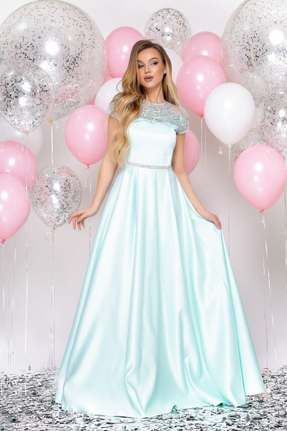 Вечірня сукня Атлас Максі 20014 М'ята