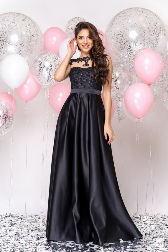 Вечірня сукня Атлас Гліттер 20018 Чорна