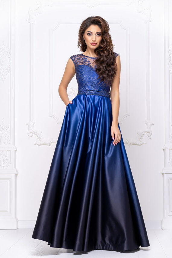 Вечірня Сукня Атлас Гліттер 20035 Електрик