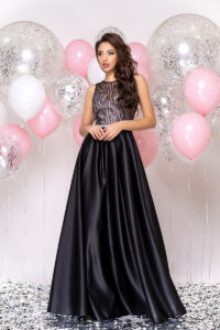 Вечірня сукня Атлас Максі 20024 Чорна