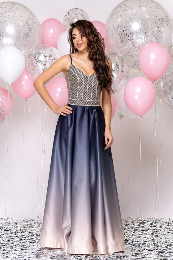 Вечірня Сукня Атлас Гліттер 20033 Сіра