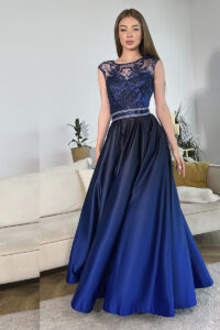 Вечірня Сукня Атлас Гліттер 20035 Синя