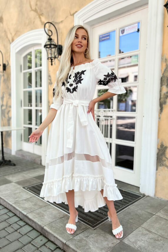 Літня Сукня Коттон Асиметрія 20149 Молочна