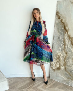 Літня Сукня Шифон Принт 22015 Червона