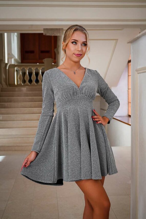 Коктейльна Сукня М'який Люрекс 23095 Срібна