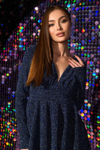 Коктейльна Сукня М'який Люрекс 23095 Синя