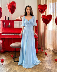 Вечірня сукня мушки блиск 22025 Блакитна