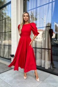 Коктейльна сукня відкрита спина 22060 Червона