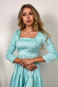 Сукня Жаккард 3D Весна 24018 М'ятна