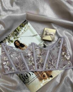 Корсет Вишивка Паєтка Шнурівка 24010 Лавандовий