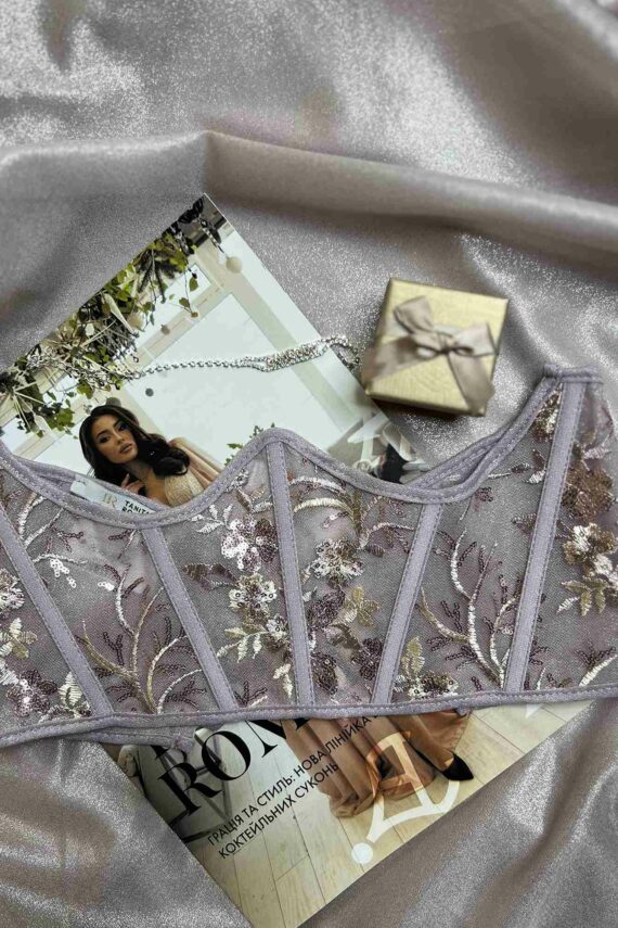 Корсет Вишивка Паєтка Шнурівка 24010 Лавандовий