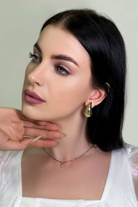 Біжутерія Золотисті Сережки Об'ємна Крапля 23545