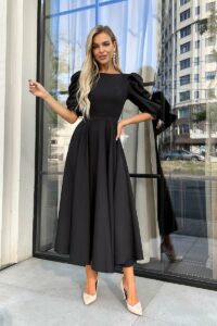 Коктейльна сукня відкрита спина 22060 Чорна