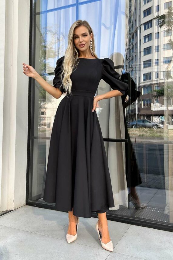 Коктейльна сукня відкрита спина 22060 Чорна