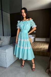 Літня Сукня Прошва Бавовна 22030 Блакитна