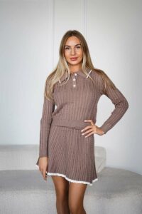 Костюм Зі Спідницею В'язаний 24502 Моко