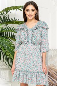 Літня сукня Штапель Рюші 21023 М'ятна