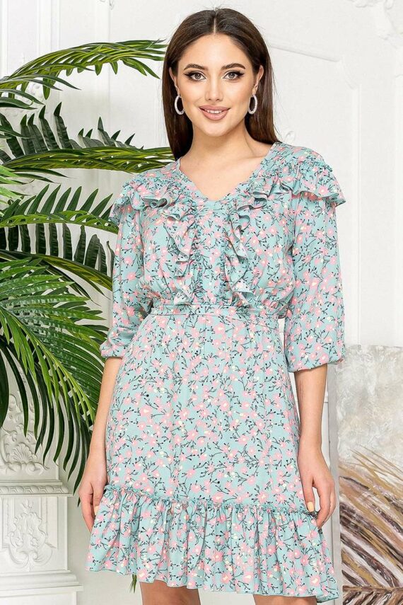 Літня сукня Штапель Рюші 21023 М'ятна