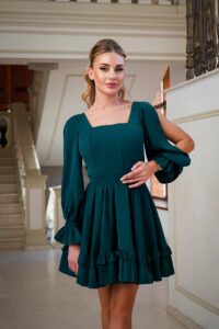 Коктейльна сукня мокрий шовк 24013 Зелена